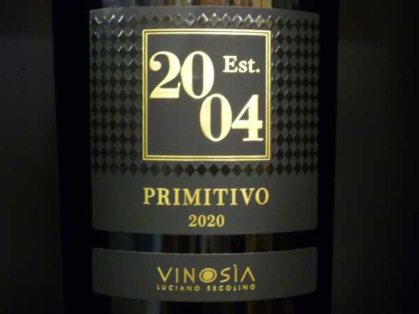 Vinosia Primitivo Salento Est. 2004 2020