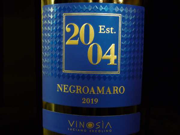 Vinosia Negroamaro Salento Est. 2004 2019 -Restmenge-